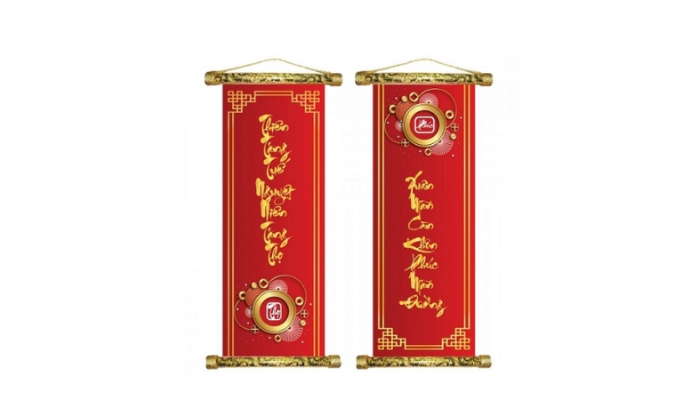 câu đối tết vector